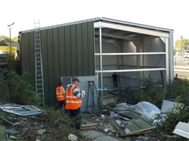 The entrance of the new building